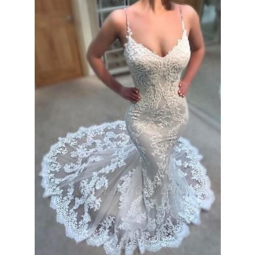 Robe De Mariee 2020 Lace Mermaid Long Wedding Dresses Sleeveless Wedding Bridal Gowns Vestido De Novia