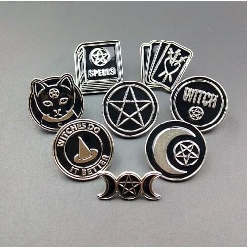 Star Party Round Brooch Fashion Enamel Pins For Students Punk Dark Black Brooches Lapel Pin Badge Jewelry gift