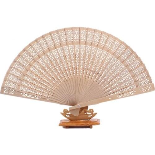 1PC Chinese Hand-held Folding Fan Wooden Scented Wedding Party Gift Bamboo Fan Wedding Bridal Party Decoration Handcraft