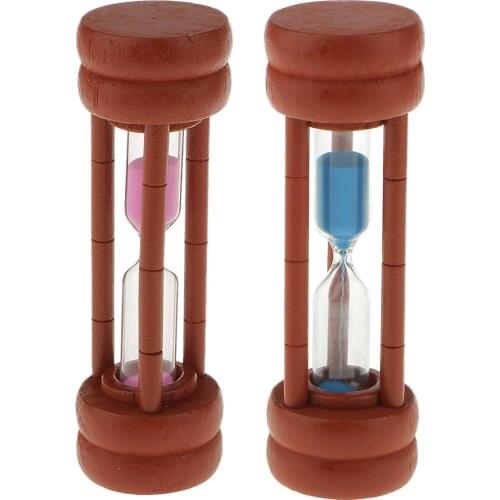 2 Minute Game Sand Timer Wooden Frame w/ Glass - Hourglass Kitchen Pack 2