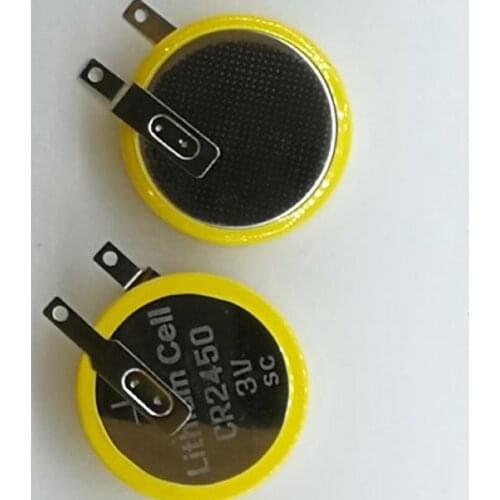 2PCS/LOT CR2450 Button Lithium battery 3V with weldding pins for Motherboard/Rice Cooker and so on