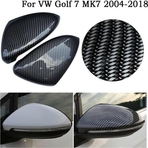 2x Carbon Fiber Style Side Wing Rearview Mirror Replacement Cover Cap Trim for Volkswagen VW GOLF 7 MK7 GTI Jetta GLI 2014-2019