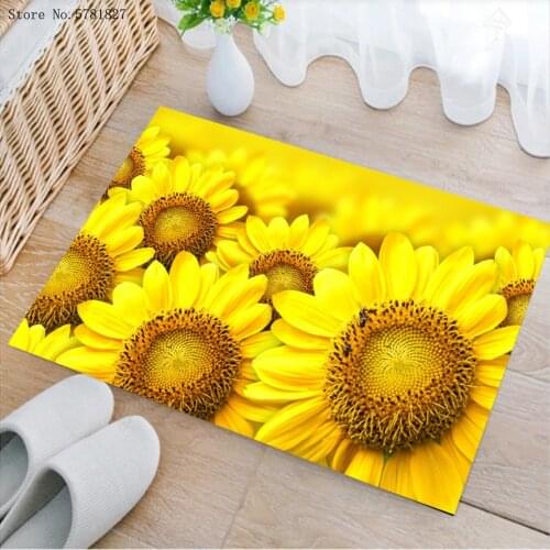 3D Print Sunflowers Door Mat Plants Doormat Home Textile Carpet Kitchen Doorway Mat For Living Room Floor Rug Decoration