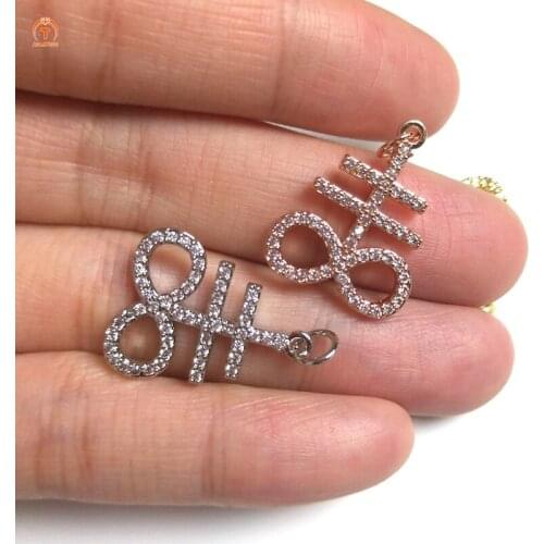 5pcs Glisten Charm Cubic Zircon Symbol Pendant Rose Gold Silver Gold Sparkles CZ Pattern Pendant For Women Symbol Gifts To Her Y