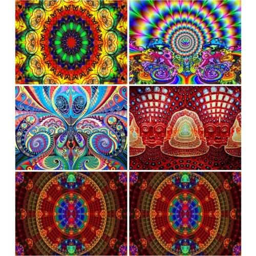 5D DIY Diamond Embroidery Art Abstract Tree,Mandala Flower Psychedelic Square Diamond Painting Cross Stitch Rhinestone Mosaics