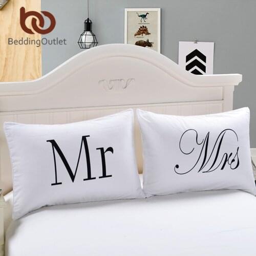 BeddingOutlet Mr and Mrs Pillow Cases Couple Pillowcases His and Hers Personalized Pillow Cover For Anniversary Wedding Gift