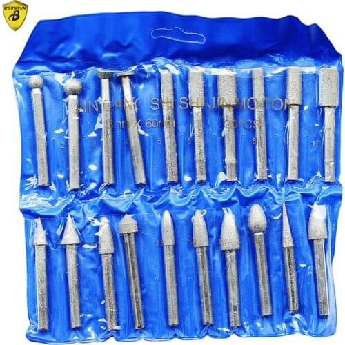 Borntun 20pcs 6mm Diamond Buffing Grinding Bits Accessory for Pneumatic Air Electrical Grinders Sanding Polishing Machine