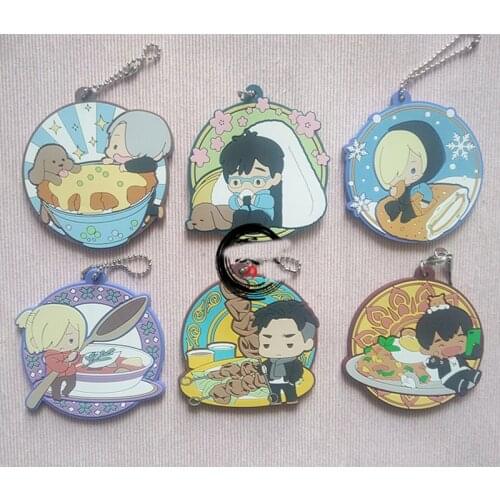 Anime Keychain Yuri On Ice Yuri Viktor Katsuki Maqacin katsudon Delicious Food Version Keyring Phone strap Pendant keychain