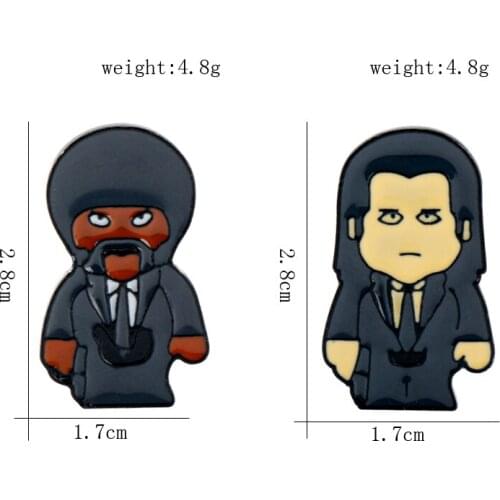 Movie Pulp Fiction Brooches Pins Vincent Jules Enamel Badge Lapel Pin Backpack Bags Coat Jewelry For Men Women Gifts