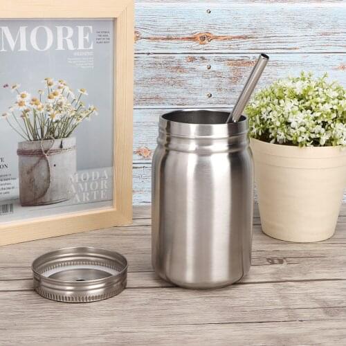 Household 700ml Stainless Steel Cup Outdoor Water Bottle Thermal Mug with Lid Straw