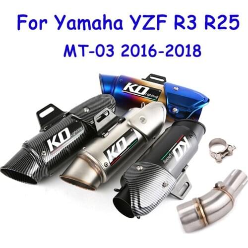 For Yamama YZF-R3 YZF-R25 / MT-03 2016-2018 Motorcycle Exhaust System Muffler End Tips 51mm Slip On Middle Link Pipe Connection
