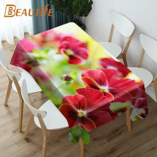 Nice Pansies Tablecloth Fashion Style Hotel Picnic Party Table Waterproof Table Covers Home Dining Tea Table Decoration