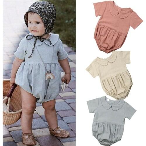 Newborn Baby Summer Clothing Solid color Ruffle Rompers Jumpsuit Baby Girl Clothes 0-18 Months