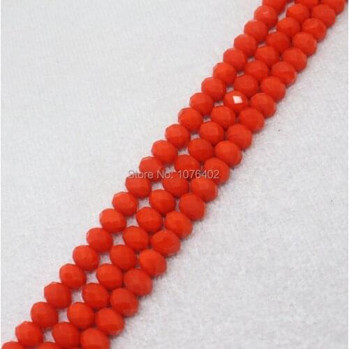 Mini. order is $7! 6x8mm Faceted Deep Red Glass Round Loose Beads 15