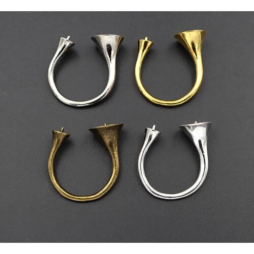 Multi-color Plated Open Ring Bases with 5mm 10mm Double Pearl Beads Base Blanks Adjustable Ring Settings DIY Findings Bulk