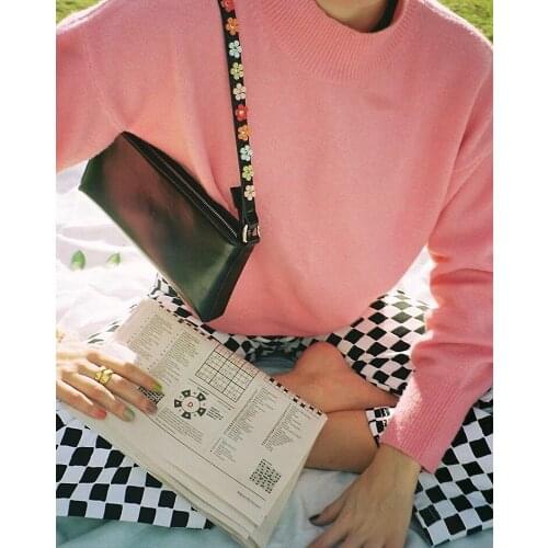 2021 Fashionable Bag Kawaii Cute Multicolored Rainbow Flowers PU Girl Baguette Female Travel Daily Shoulder Bag for Women