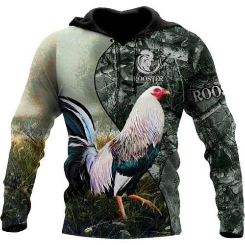 Fashion sweatshirt beautiful rooster 3D fully printed mens and womens hoodie Harajuku casual zipper hoodie