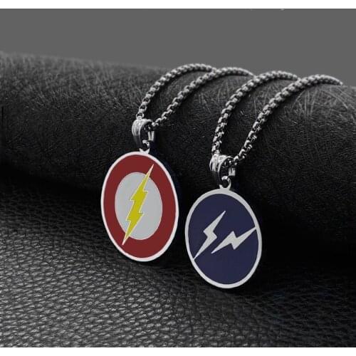 Fashion couple necklace male red and blue lightning all-match pendant student simple clavicle chain hot sale