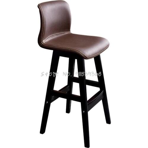 Nordic Light Luxury Solid Wood Bar Chair Bar Chair High Stool Family Back Bar Chair Coffee Shop Milk Tea Shop Chair Simple