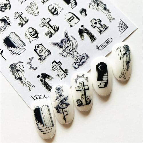 Newest TSC sereis TSC-214 fashion 3d nail art stickers decal template diy nail tool decoration