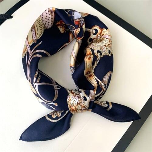 New Summer Real Silk Scarf Women Bandana Hairband Small Square Neck Scarves Female Design Print Foulard Neckerchief 2021