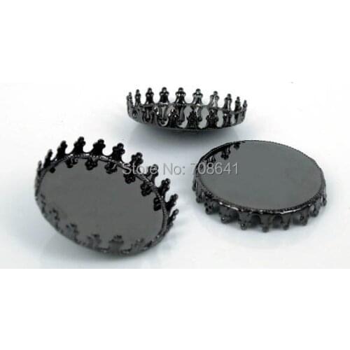 Blank Round Crown Bezel Trays Pad Bases Settings Resin Cabochons Findings for Floating Charm Lockets Making Gunmetal black tone