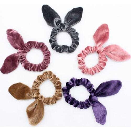 Velvet Scrunchie for Women Hair Accessories Girl Korean Elastic Hair Bands with Rabbit Ears Cute Scrunchies Headwear 2020
