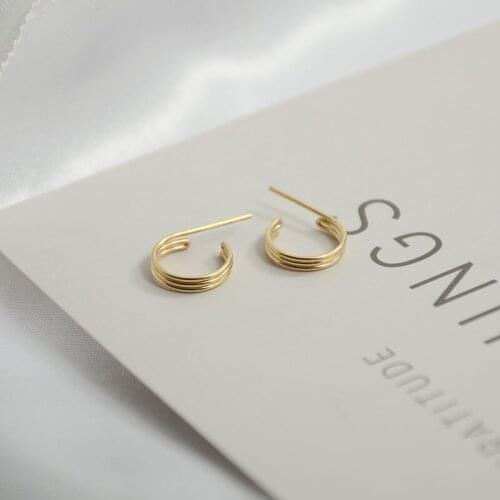 Domino handmade Three Band Stud Earrings minimalist creative Women Fashion Jewelry Men Unisex Gift wire wrapping