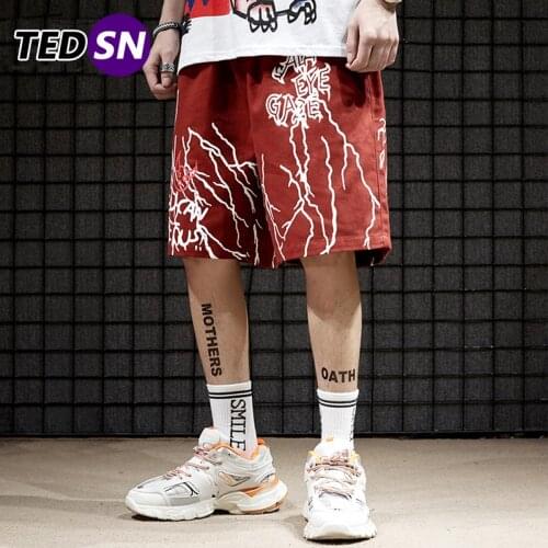 Graffiti Print Hip Hop Shorts Men 2020 Summer Harajuku Casual Short Pants Oversize Loose Knee Length Baggy Trousers