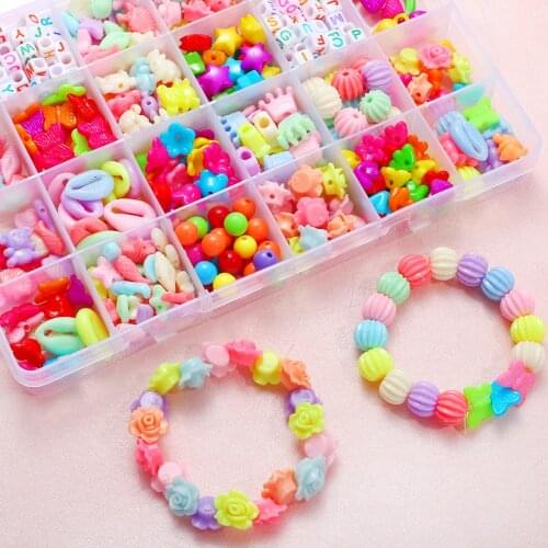 Mixed DIY Handmade Beaded Childrens Toy Creative Loose Spacer Beads Crafts Making Bracelet Necklace Jewelry Girl Toy Gift