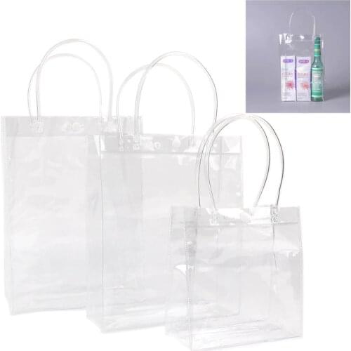 3 Size Clear Tote Bag Plastic Portable Clear Transparent Tote Bag Plastic Shoulder Handbag Bag Travel Storage, Shoe Bags Handbag