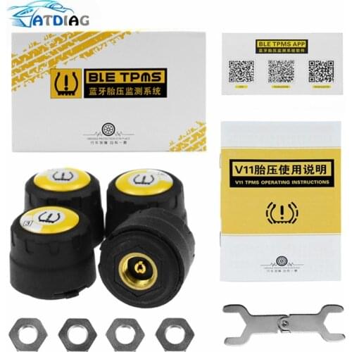 TPMS Bluetooth 4.0 universal external tyre pressure sensor V11 support Android & IOS phone Wireless 4 external Sensors With APP