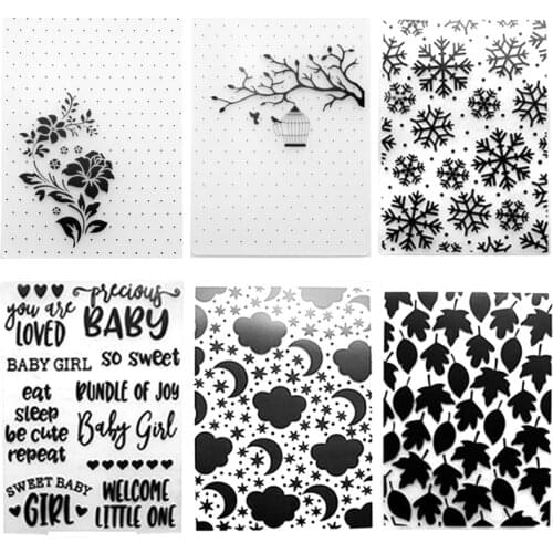 WYSE Snowflake Plastic Embossing Folders 2020 New Arrival Flower Leaves 3D Embossing Folder for Card Making Supplies Cut Templat