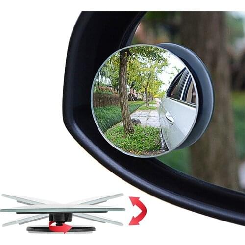 2pcs Car Mirror Blind Spot Mirrors 360 Degree Adjustabe HD Glass Convex Wide Angle Rear View Car SUV Universal Fit Stick-On Lens