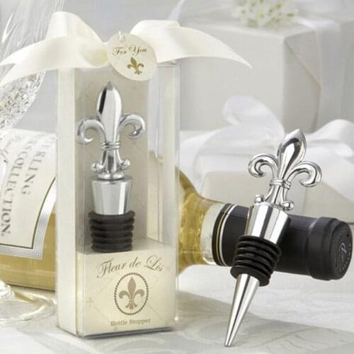 20PCS/LOT Elegant Chrome Fleur de Lis Wine Bottle Stopper wedding favors guest gifts Factory Sale FREE SHIPPING