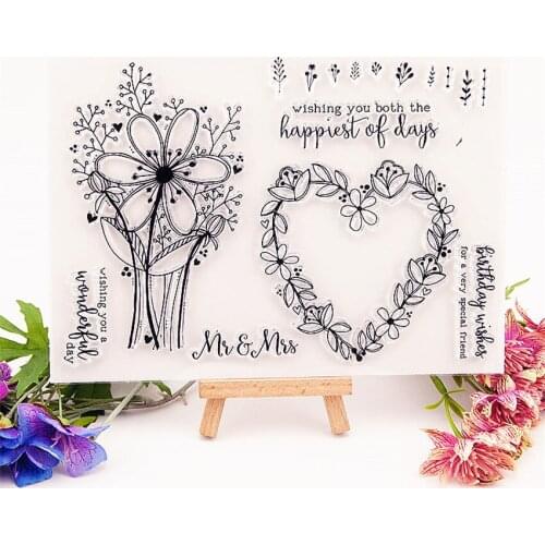 21.5x15.5 heart-shaped flower Transparent Clear Stamps Silicone Seals Roller Stamp DIY scrapbooking photo album/Card Making