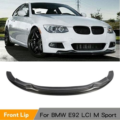 3 Series Carbon Fiber Car Front Bumper Lip Spoiler For BMW E92 LCI M Sport Coupe Only 2010 2011 FRP Unpainted