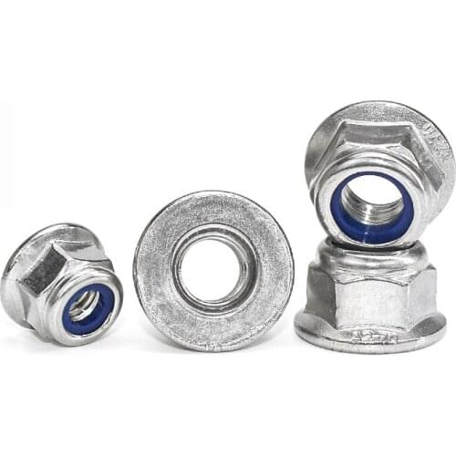 304 Stainless Steel Hexagon Flange Self-locking Nylock Locknut Hex Flange Nylon Insert Lock Nut DIN6923 M3 M4 M5 M6 M8 M10 M12