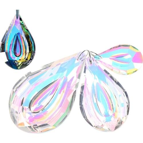 38/63/76mm DIY Colorful Suncatcher Art Glass Drops Chandelier Pendant Light Lamp Part Hanging Prisms Crystal Pendant Parts
