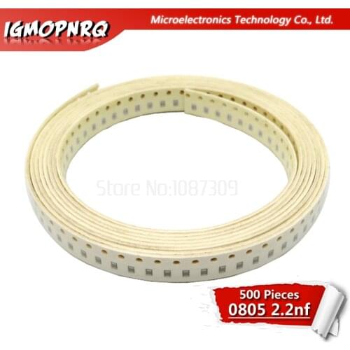 500pcs 2.2NF X7R Error 10% 50V 0805 222 SMD Thick Film Chip Multilayer Ceramic Capacitor