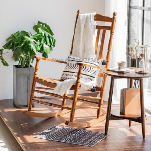 American solid wood rocking chair balcony home leisure living room bedroom net red balcony small table and chair combination Nor
