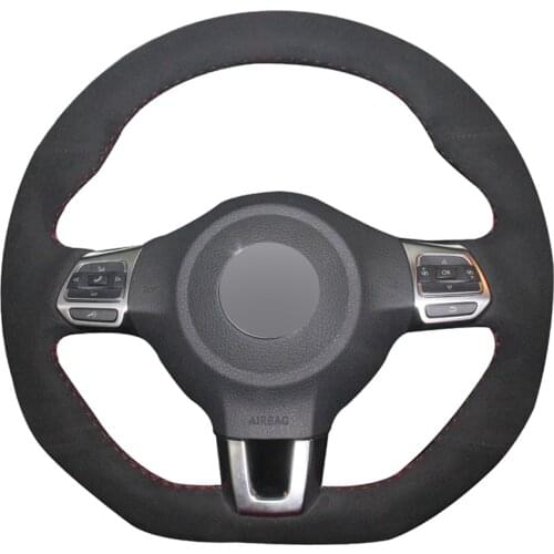 Black Suede DIY Car Steering Wheel Cover for Volkswagen Golf 6 GTI MK6 VW Polo GTI Scirocco R Passat CC R-Line 2009-2016
