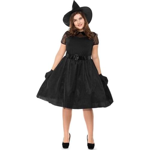 Halloween Black Gauze Witch Plus Size Witch Costume Temperament Witch Dark Night Ghost Game Costume Fat Man