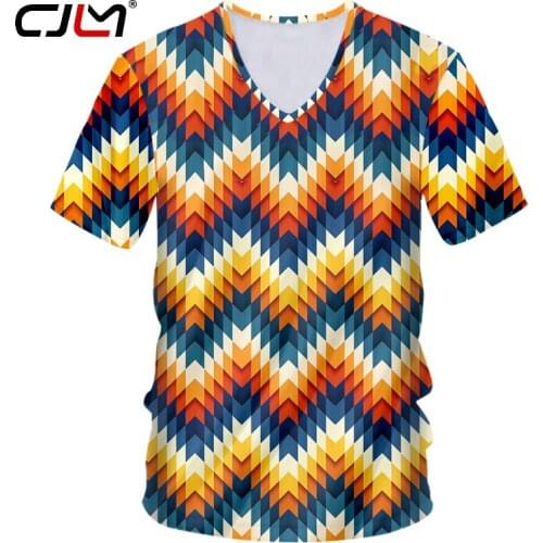 CJLM 2020 New Mens Shirts Casual Colorful Small Squares V-neck Tshirt Dropshipping Summer China 3D T Shirt Suppliers Wholesale