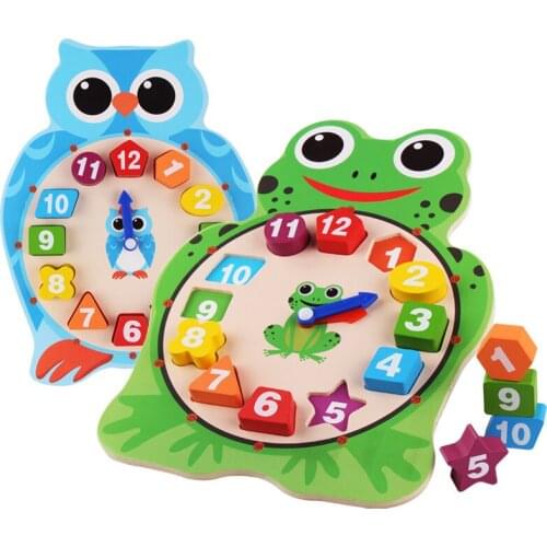 Wooden Cartoon Frog Calendar Clock Set Children Wood Calendar Time Cognitive Matching Toys Kids Early Learning Education Toys