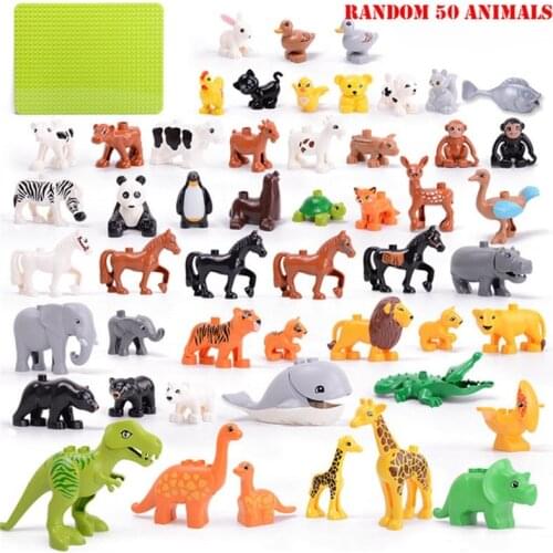 Kids Big Size Cat Dog Lion Tiger Elephant Jungle Animals Building Blocks Ocean Hippo Whale Dinosaur Bricks Child Toys