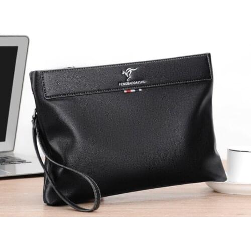 Designer Bag Fashion Black PU Leather Mens Envelope Handbag Sacoche Homme Clutch Luxury Brand Bag Pochette Uomo Bolso Hombre