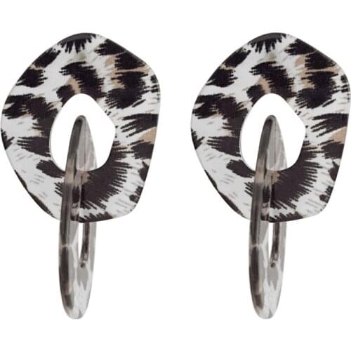Feminist Marble Leopard Spot Irregular Circle Linked Disassembly Available Drop Earrings For Women Girl Sexy Chic Club Jewelry