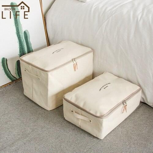 Canvas S-XXL 5 Size Large Capacity Zipper Quilt Storage Bags Dustproof Folding Clothes Shoes Cabinet Finishing Home Supplies
