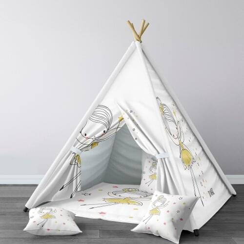 Play Tent for Kids Wigwam Portable Indoor Playground Tents Children Bedrooms Yellow Fairy Stars Yellow Model 076
